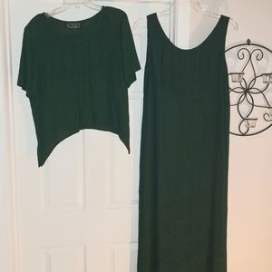 Studio Connection forest green long sleeveless dress and top size 14/16